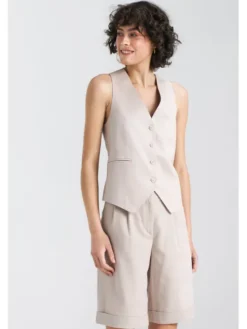 NIFE Kamizelka garniturowa KA05 Beżowy Classic Fit