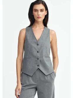 NIFE Kamizelka KA07 Szary Regular Fit