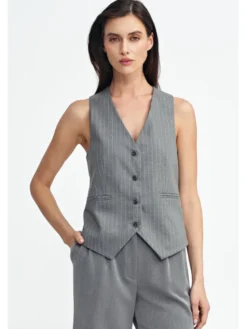 NIFE Kamizelka KA07 Szary Regular Fit