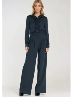 NIFE Spodnie damskie SD122 Granatowy Wide Leg