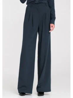 NIFE Spodnie damskie SD122 Granatowy Wide Leg