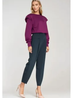 NIFE Spodnie damskie SD120 Granatowy Baggy Fit
