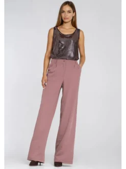 NIFE Spodnie materiałowe SD127 Brązowy Wide Leg