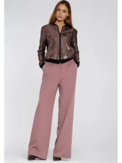 NIFE Spodnie materiałowe SD127 Brązowy Wide Leg