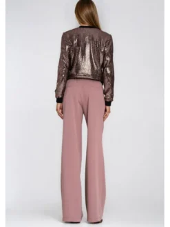 NIFE Spodnie materiałowe SD127 Brązowy Wide Leg