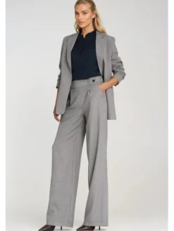 NIFE Spodnie materiałowe SD125 Szary Wide Leg