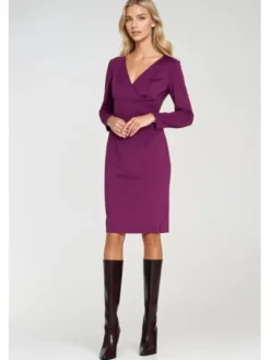 NIFE Sukienka elegancka S276 Fioletowy Bodycon Fit