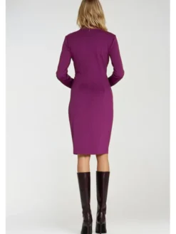 NIFE Sukienka elegancka S276 Fioletowy Bodycon Fit