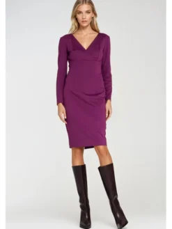 NIFE Sukienka elegancka S276 Fioletowy Bodycon Fit