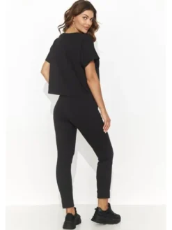 Numinou Komplet bluzka i spodnie NU472 Czarny Comfortable Fit
