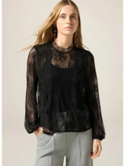 Oltre Bluzka 2048R003141N033 Czarny Regular Fit