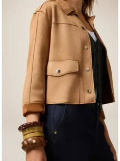 Oltre Kurtka z imitacji skóry R358R002239N002 Brązowy Boxy Fit
