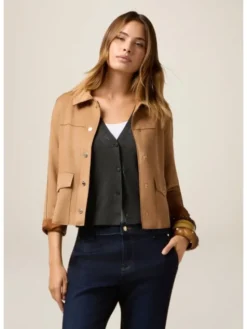 Oltre Kurtka z imitacji skóry R358R002239N002 Brązowy Boxy Fit