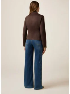 Oltre Kurtka z imitacji skóry R363R002247N022 Brązowy Slim Fit