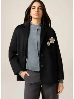Oltre Marynarka R207J000297N033 Czarny Baggy Fit
