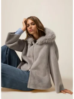 Oltre Płaszcz zimowy 0079J000122N013 Szary Baggy Fit