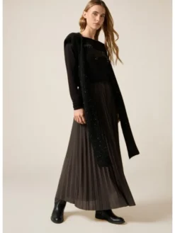 Oltre Spódnica maxi 1016J000315N013 Szary A-Line Fit