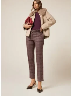 Oltre Spodnie materiałowe P00CR009160N0Z6 Bordowy Regular Fit