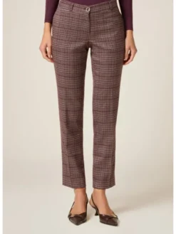 Oltre Spodnie materiałowe P00CR009160N0Z6 Bordowy Regular Fit