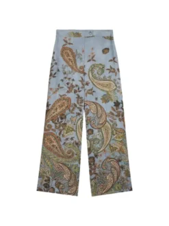 Oltre Spodnie materiałowe P00IR009178N0Z4 Turkusowy Regular Fit