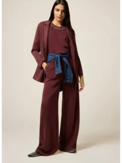 Oltre Spodnie materiałowe P801J002486N036 Bordowy Baggy Fit