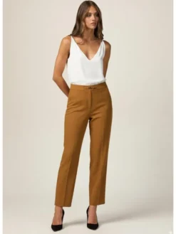 Oltre Spodnie materiałowe P734R008768N012 Brązowy Regular Fit
