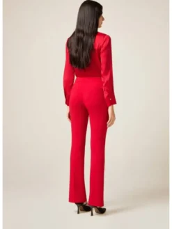 Oltre Spodnie materiałowe P088R008734N016 Czerwony Flare Fit