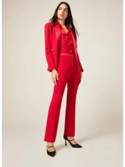 Oltre Spodnie materiałowe P088R008734N016 Czerwony Flare Fit