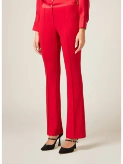 Oltre Spodnie materiałowe P088R008734N016 Czerwony Flare Fit
