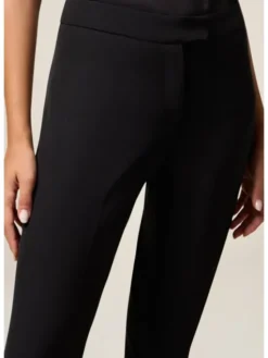 Oltre Spodnie materiałowe P037R008787N033 Czarny Regular Fit