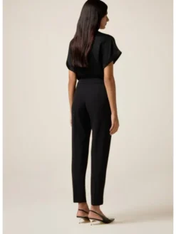 Oltre Spodnie materiałowe P037R008787N033 Czarny Regular Fit