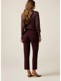 Oltre Spodnie materiałowe P011R009067N029 Bordowy Regular Fit