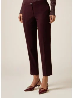Oltre Spodnie materiałowe P011R009067N029 Bordowy Regular Fit