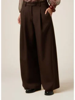 Oltre Spodnie materiałowe P01UR009259N032 Brązowy Baggy Fit