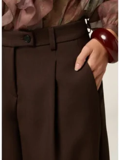 Oltre Spodnie materiałowe P01UR009259N032 Brązowy Baggy Fit