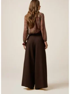 Oltre Spodnie materiałowe P01UR009259N032 Brązowy Baggy Fit