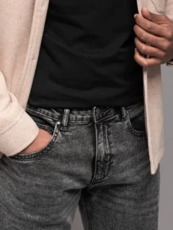 Ombre Jeansy OM-PADP-0217 Szary Regular Fit