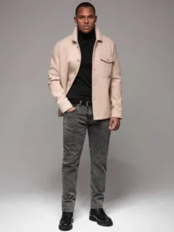 Ombre Jeansy OM-PADP-0217 Szary Regular Fit