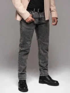 Ombre Jeansy OM-PADP-0217 Szary Regular Fit