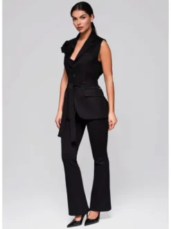 Ombre Kamizelka LW-BLZV-0102 Czarny Regular Fit