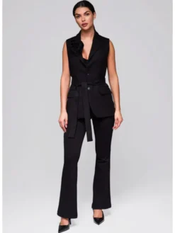Ombre Kamizelka LW-BLZV-0102 Czarny Regular Fit