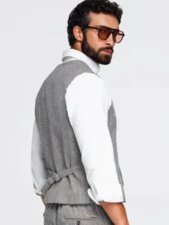 Ombre Kamizelka OM-BLZV-0155 Brązowy jasny Regular Fit