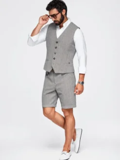 Ombre Kamizelka OM-BLZV-0155 Brązowy jasny Regular Fit