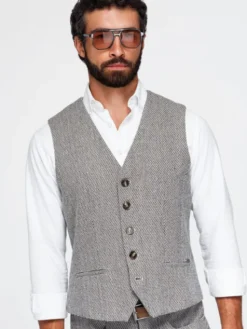 Ombre Kamizelka OM-BLZV-0155 Brązowy jasny Regular Fit