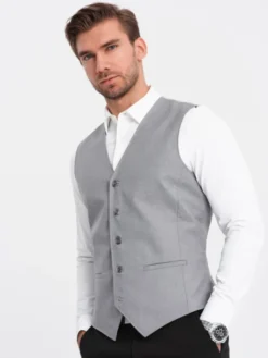 Ombre Kamizelka OM-BLZV-0112 Szary Fitting Fit