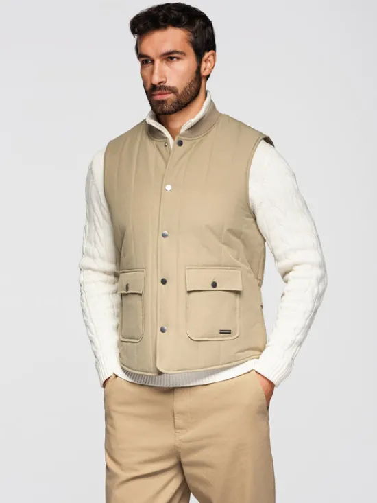 Ombre Kamizelka OM-JAVJ-0323 Beżowy Regular Fit