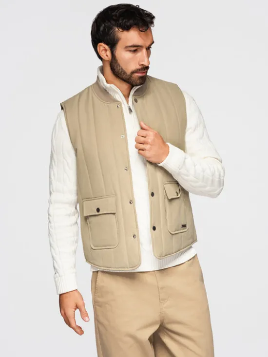 Ombre Kamizelka OM-JAVJ-0323 Beżowy Regular Fit