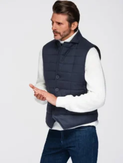 Ombre Kamizelka OM-JAVJ-0275 Granatowy Regular Fit