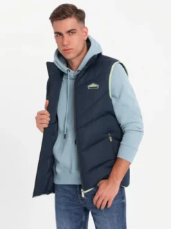 Ombre Kamizelka OM-JAVJ-0210 Granatowy Regular Fit