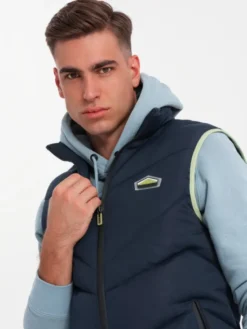 Ombre Kamizelka OM-JAVJ-0210 Granatowy Regular Fit